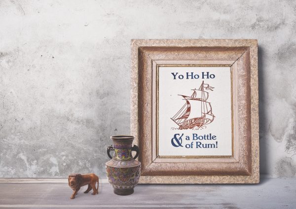 Yo Ho Ho and a bottle of rum letterpress greeting card