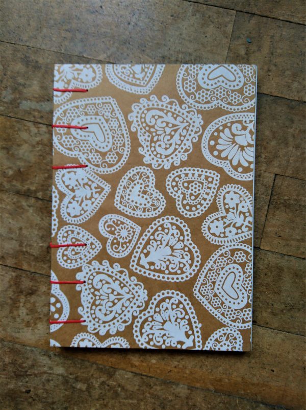 Coptic Binding - Notebook with hearts