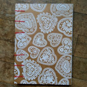 Coptic Binding - Notebook with hearts