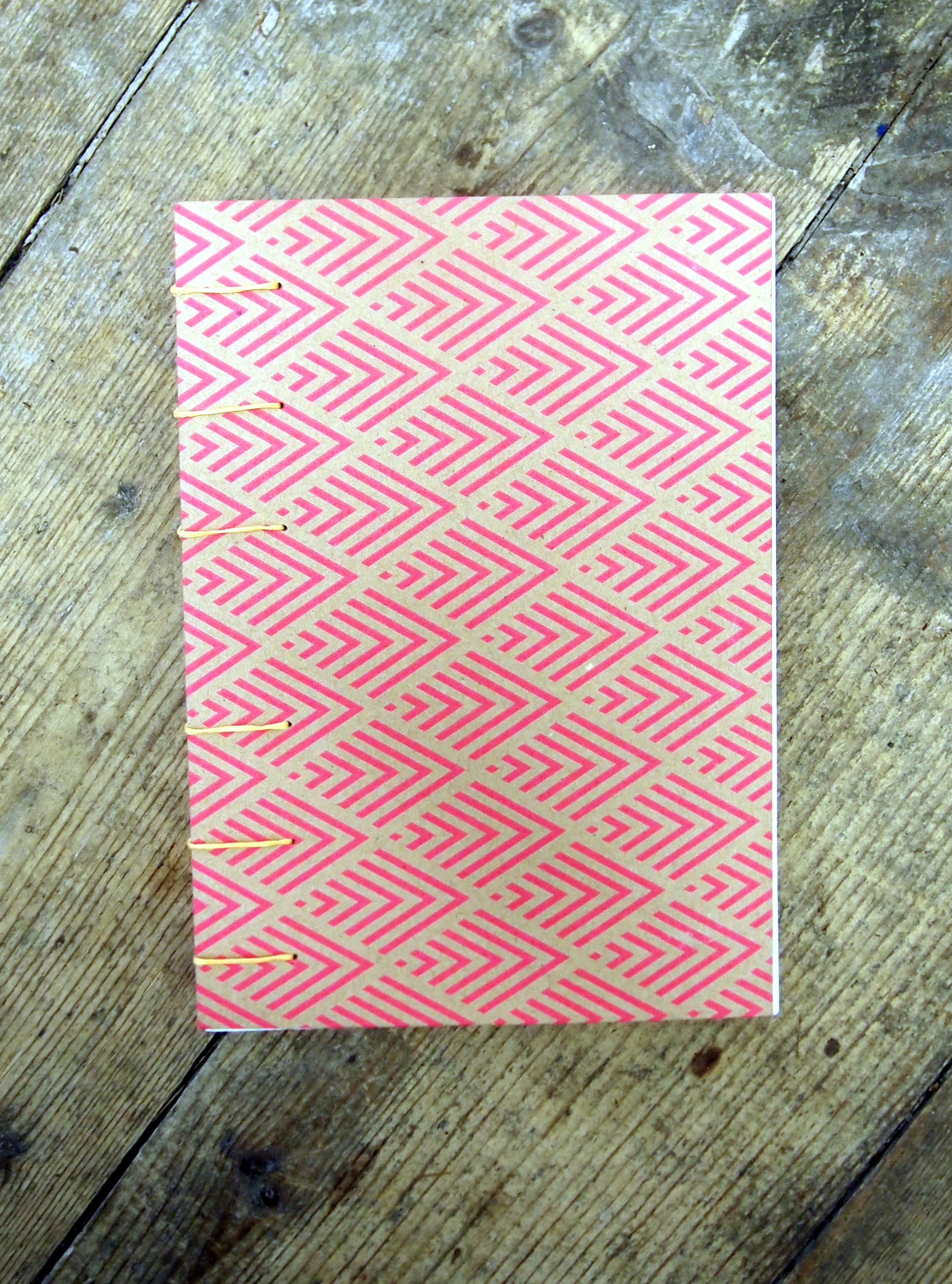 Coptic Stitch Book - Orange Geometric Design