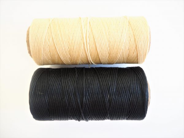 Waxed Bookbinding Thread - Black and Ivory