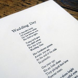 Hand printed letterpress Wedding Vows.