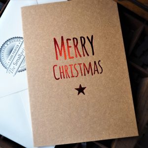 Merry Christmas Christmas Card - Red & Kraft
