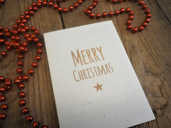 Merry Christmas Christmas Card - Gold & White