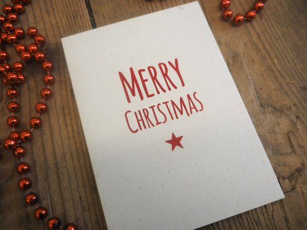 Merry Christmas Christmas Card - Red & White
