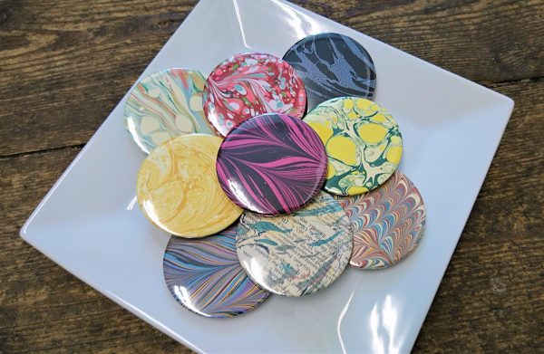 Hand marbled pocket mirrors