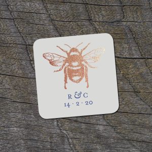 Bee Save the Date - letterpress and hot foil printing