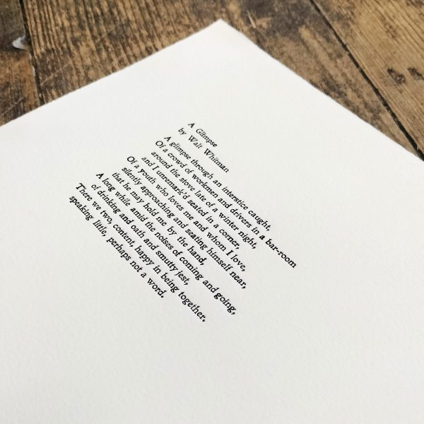 Whitman Poem Print, set in 12pt Jenson Old Style
