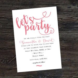 Let's Party - Invitation. A fun design with modern calligraphy and classic typography.