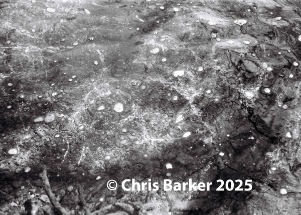 Water Study #3 A black and white study of water, by Chris Barker. Taken with a Minolta X-500 SLR Printed on gloss photo paper