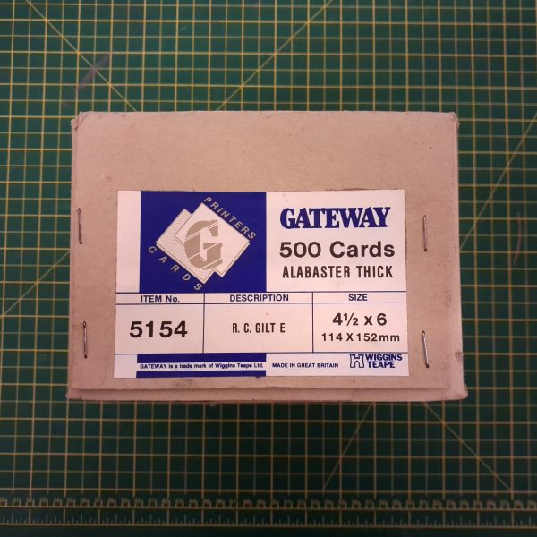 Alabaster Thick Gilt Edge Cards. 114 x 152mm | 4 1/2 x 6 in. Approx 350gsm. Packed in 50's. Wiggins Teape