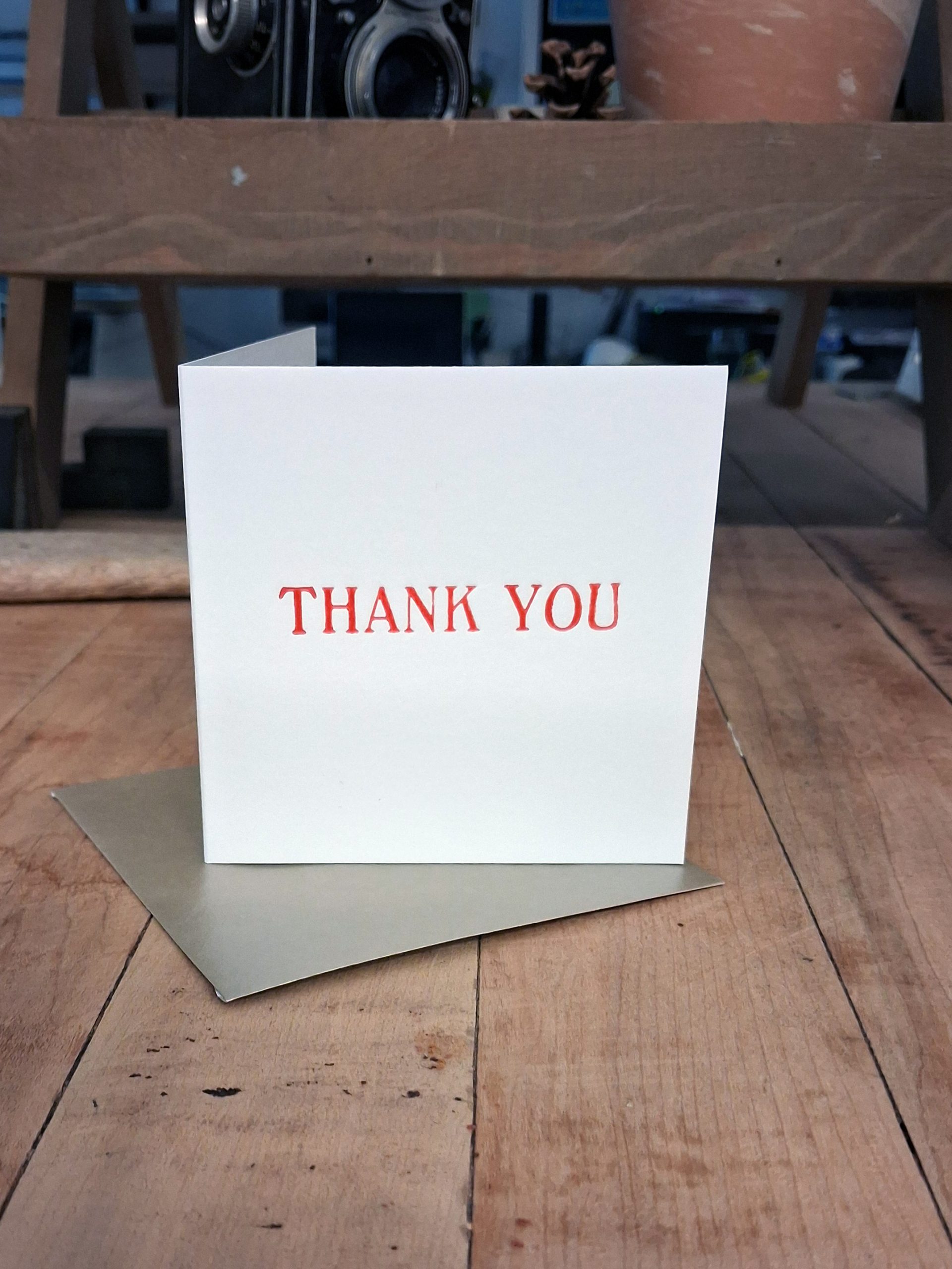 Thank You - Letterpress Card 01 Thank You - Letterpress Card. Hand printed in bright pink, using metal type (30pt Windsor).